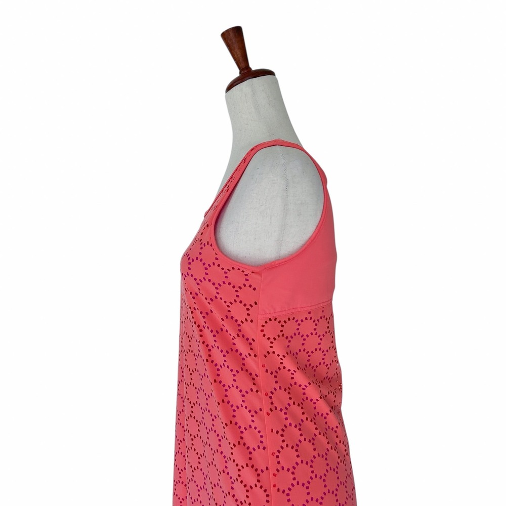 Title Nine Dress Size Small "Nimblene" Coral & Pink Illusion Laser Cut Midi‎ - Picture 8 of 12